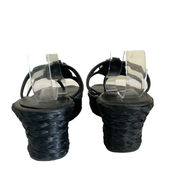 Stuart Weitzman black espadrille jewelled leather strappy sandal Size 7.5 - Picture 3 of 12